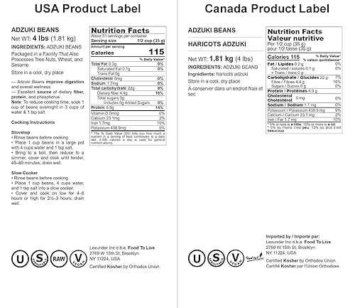 Vista 22 de Food to Live - Frijoles Adzuki, 20 libras de frijoles azuki secos enteros (frijoles rojos mungos), crudos, veganos, kosher, germinables, a granel.