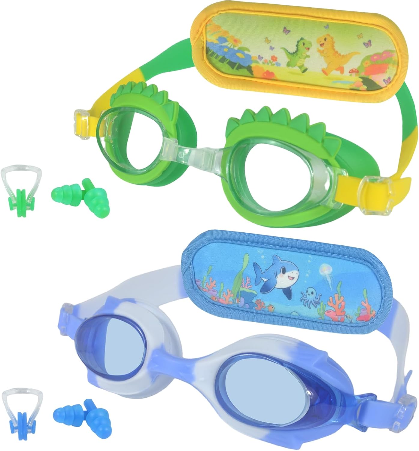2Pack Kids Swim Goggles for 3-10, Toddler Goggle with Fabric Strap