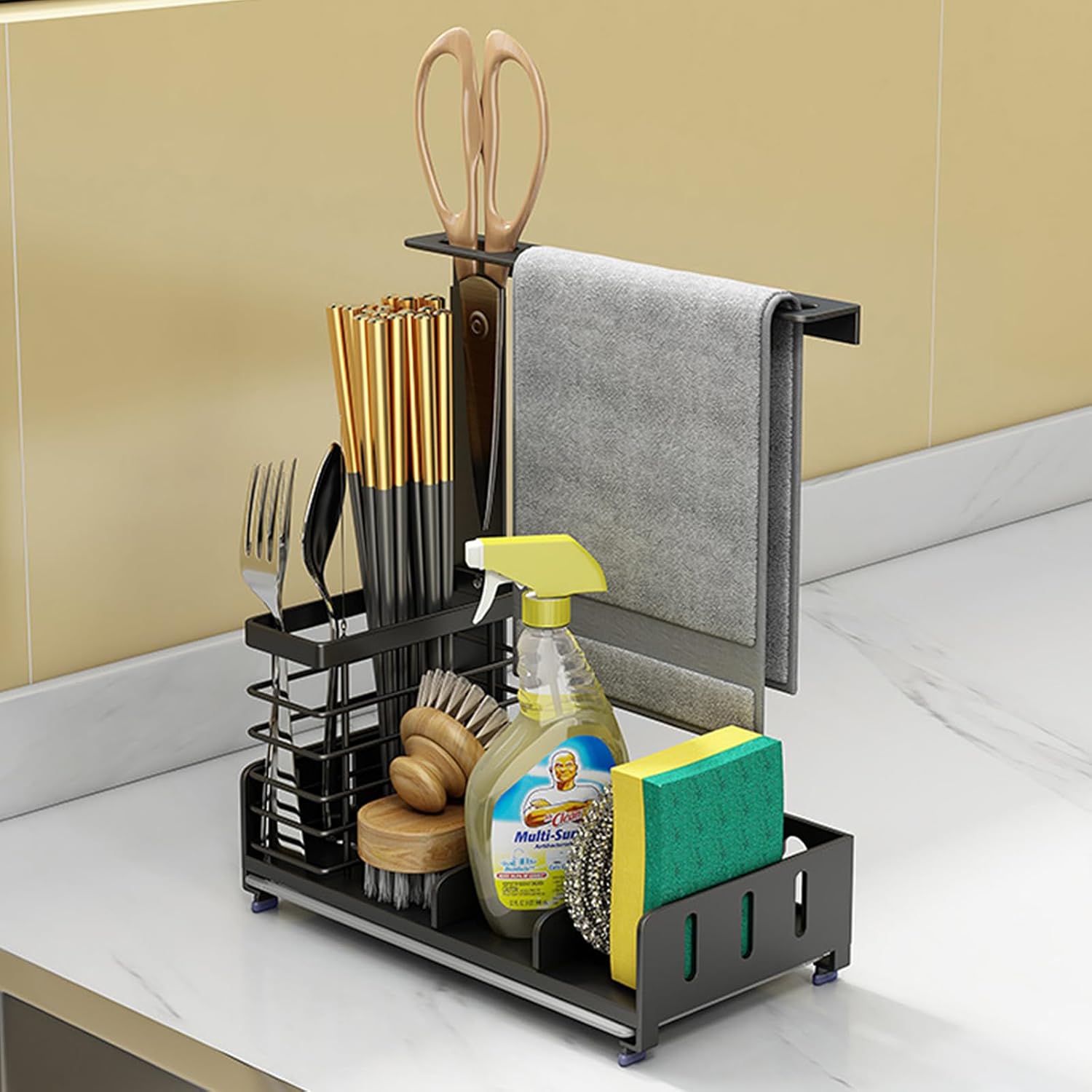 Spoelbak Met Afdruiprek, Spoelbak-organizer Met Veel Opbergruimte Spoelbak Organizer Keuken Voor Afwasborstels Doeken En Sponzen Spoelbak Wit