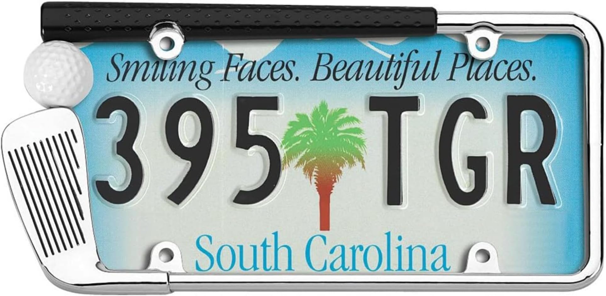 19509 Golf Club License Plate Frame, Chrome/Painted, Standard