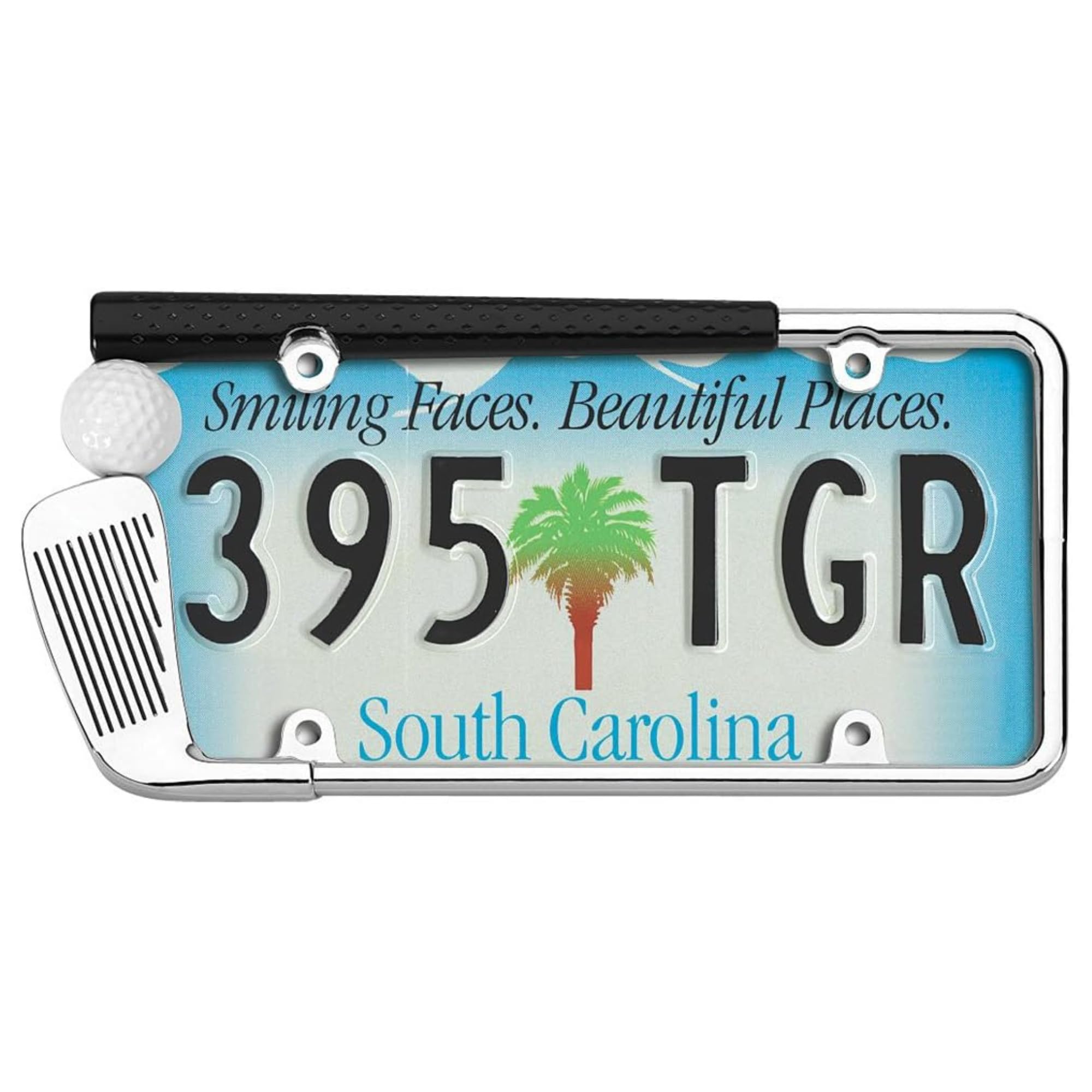 19509 Golf Club License Plate Frame, Chrome/Painted, Standard