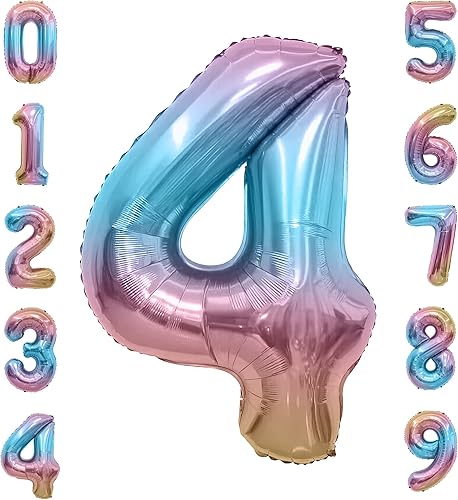 Vista 26 de Globo de número, globos de números de 40 pulgadas, globos de número degradado arcoíris, globo número 1, globo gigante, globo de números de feliz