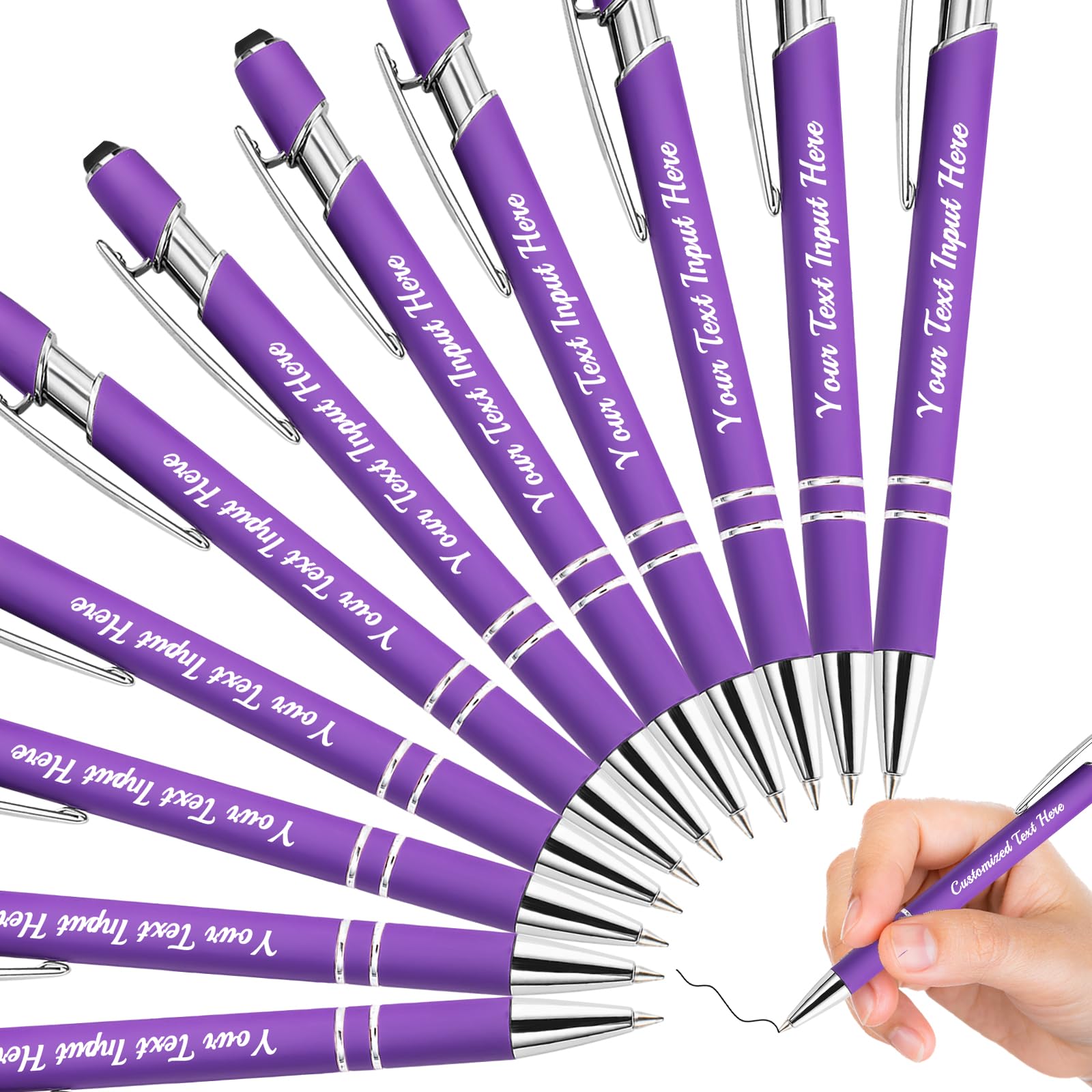 ShAxzHen Personalised Pens with Name Custom Ballpoint Pens Bulk Customised Engraved Pen Stylus for Business Graduation Black Ink Advertising Office Gifts Purple 108 PCS