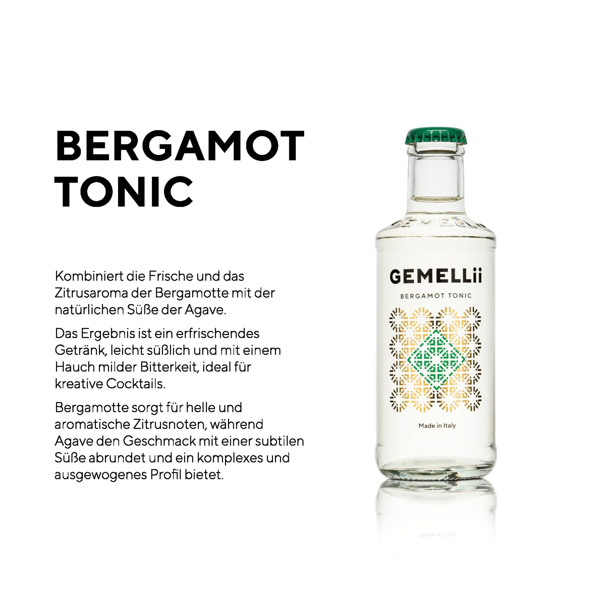 GEMELLii Probierset Tonic Water, 6x 200ml Flaschen, natürliche Inhaltsstoffe, mit Agavendicksaft gesüßt, Made in Italy