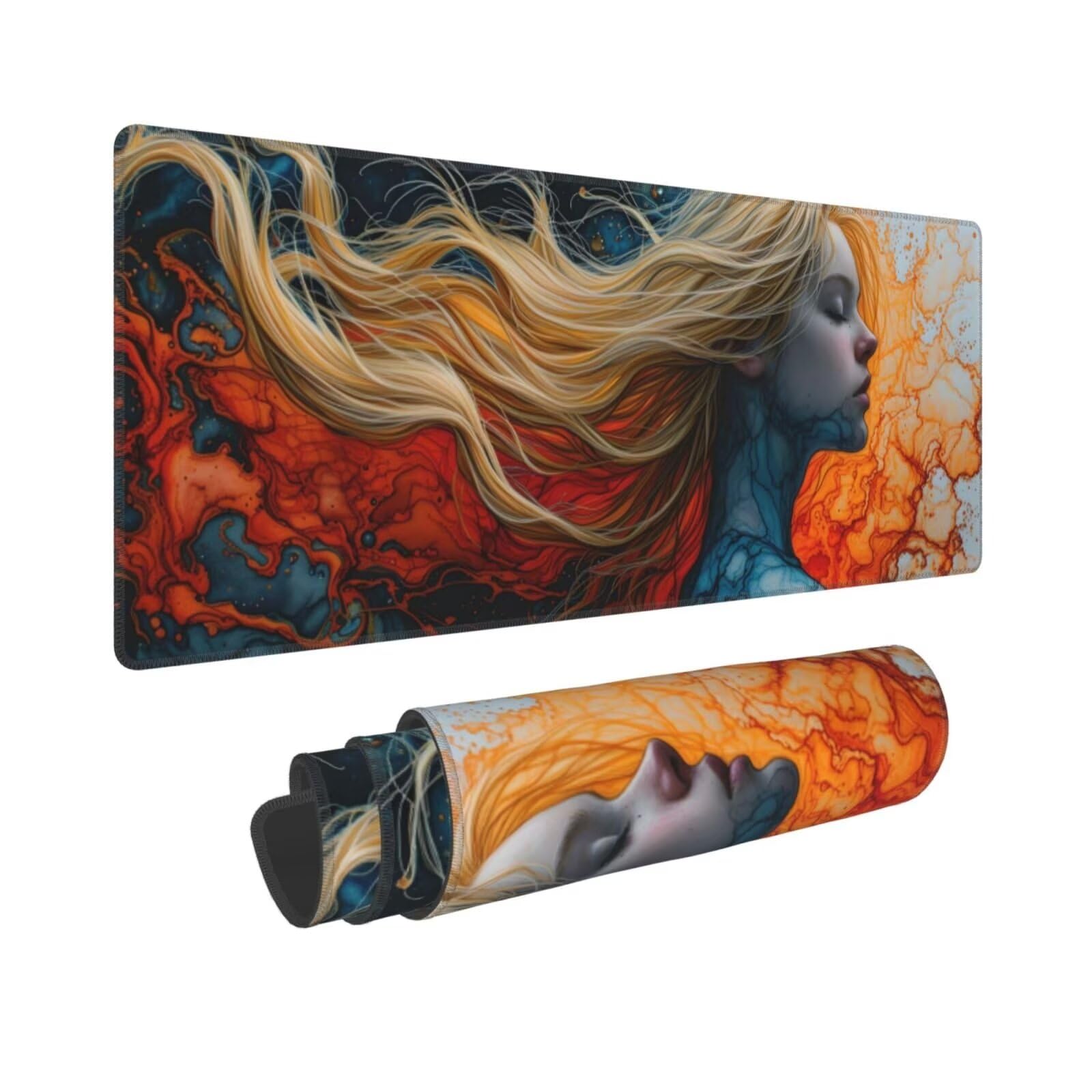 Tappetino Mouse, Tappetino Mouse Gaming Grande XXL 1500x800x3mm Tappetino Scrivania Mouse Pad, Base in Gomma Antiscivolo, Bordi Cuciti,Lavabile, Mousepad per Ufficio e Gaming (bellezza) R-498