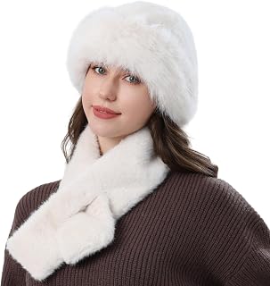 Hat and Scarf Set for Women, Faux Fur Hat Scarf Set Soft Thick War, Womens Winter Scarfs Hats Fuzzy Fluffy Plush Thick