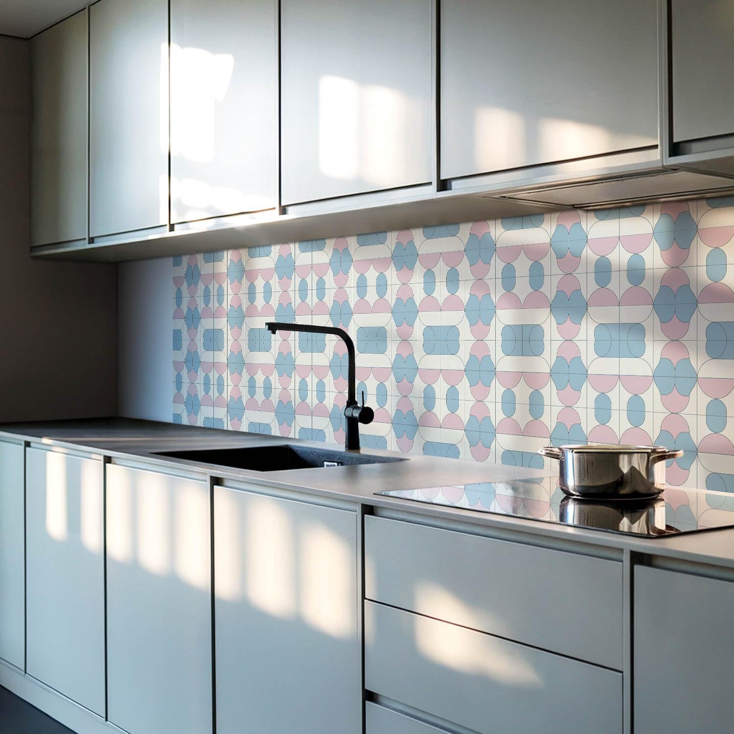 Pannelli Decorativi PVC 100x50 cm Impermeabile Fondo Protettivo Cucina Design Aspetto Moderno Autoadesivo Paraspruzzi Facile da Pulire Durevole - Motivo geometrico astratto
