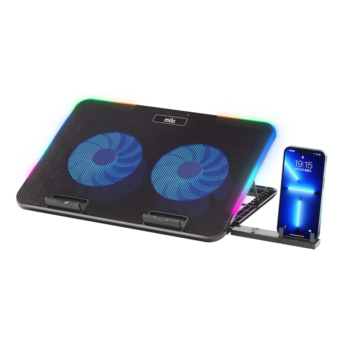 Classone Mila Serisi M2 R-TYPE RGB Işıklı, 2 Büyük Fan, Telefon Standı,2 USB Notebook Soğutucu Stand