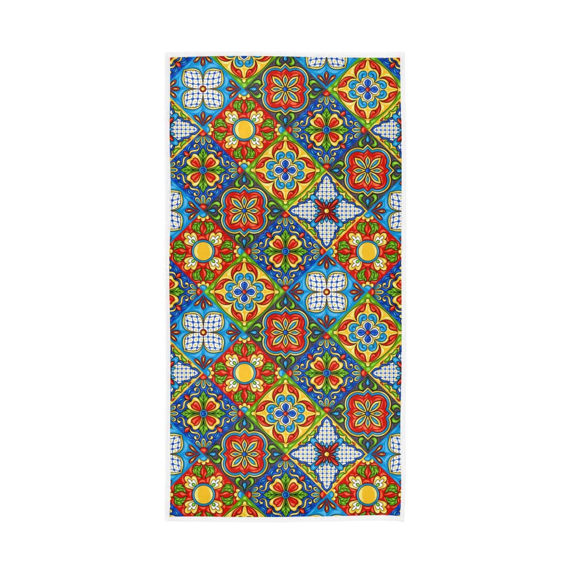 LSRCPD Mexican Ethnic Folk Floral Mandala Soft Hand Towels Absorbent Bath Towel for Bathroom Hotel Gym Spa 30"x15"