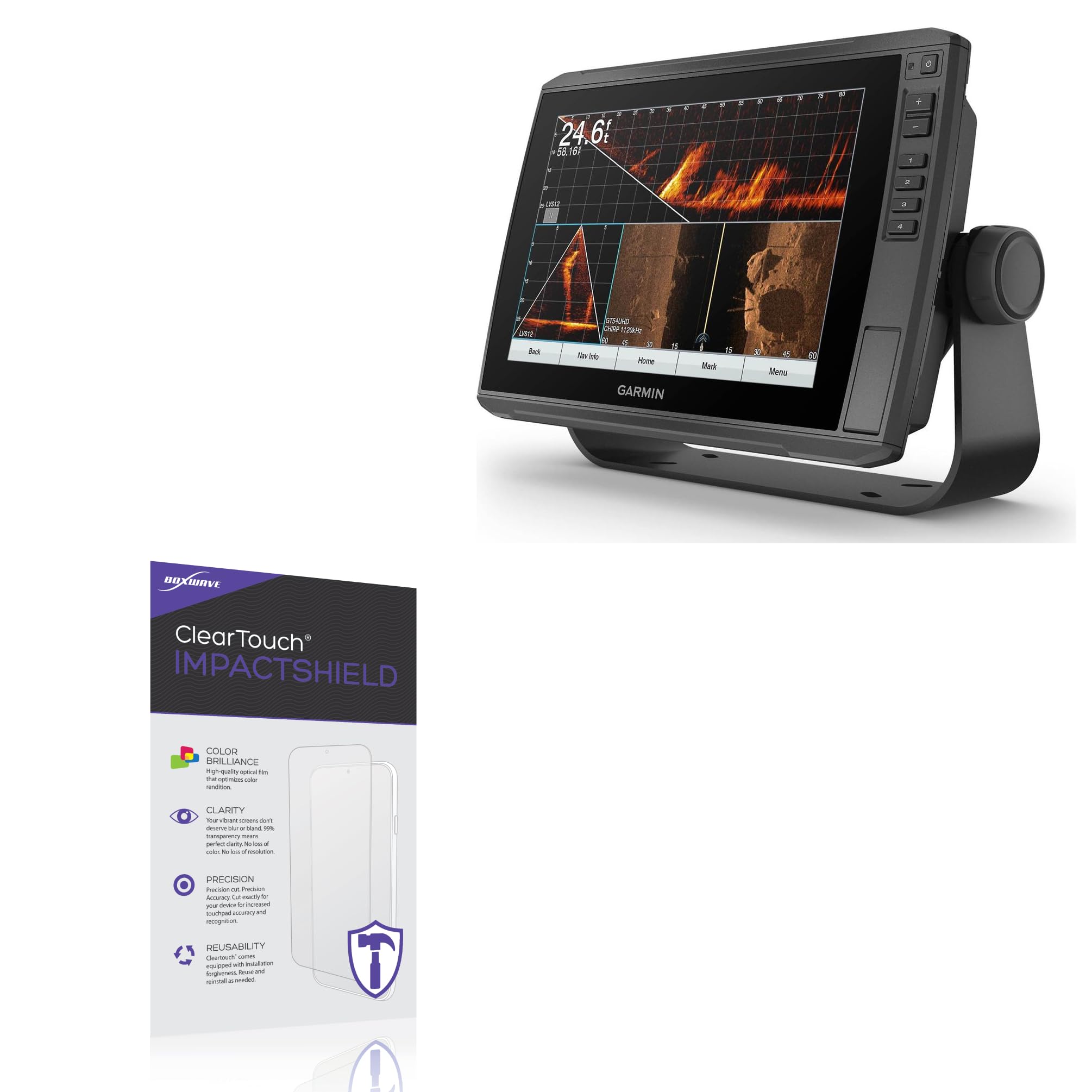 BoxWave Protector de pantalla compatible con Garmin echoMAP Ultra 106sv - ClearTouch ImpactShield (paquete de 2), protector de pantalla impenetrable, película flexible