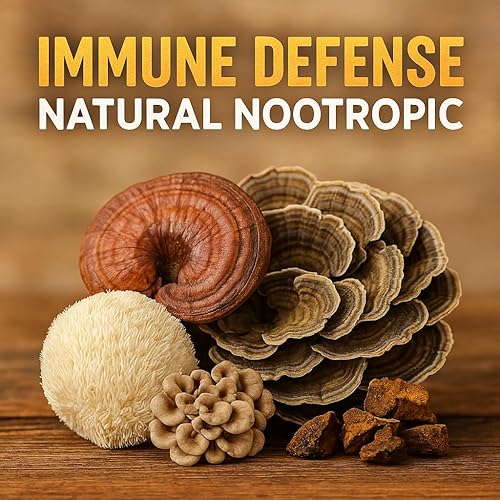 Miniatura 8 de Me First Living Suplemento complejo de hongos 10 en 1 con melena de león, cordyceps, cola de pavo, reishi y más. Suplementos cerebrales nootrópicos