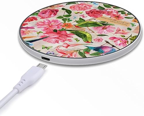 Miniatura 5 de Almohadilla de carga inalámbrica de acuarela, pájaros, flores y mariposas, almohadilla de carga rápida de 10 W, compatible con iPhone 15, 14, 13, 12