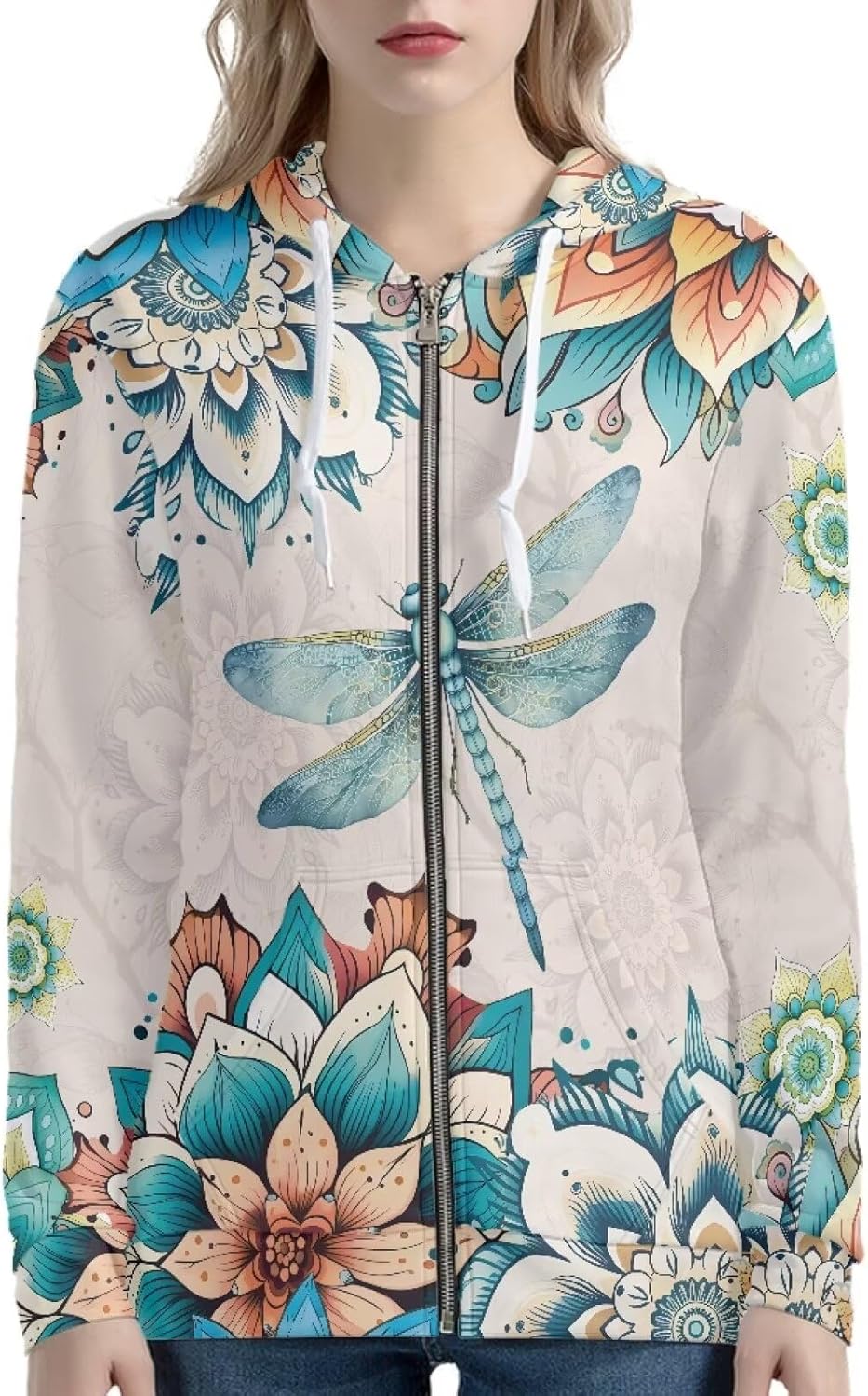 Women Zip Up Hoodie Fall Jacket Long Sleeve Hoodies for Teen Girls Clothes with Pocket
