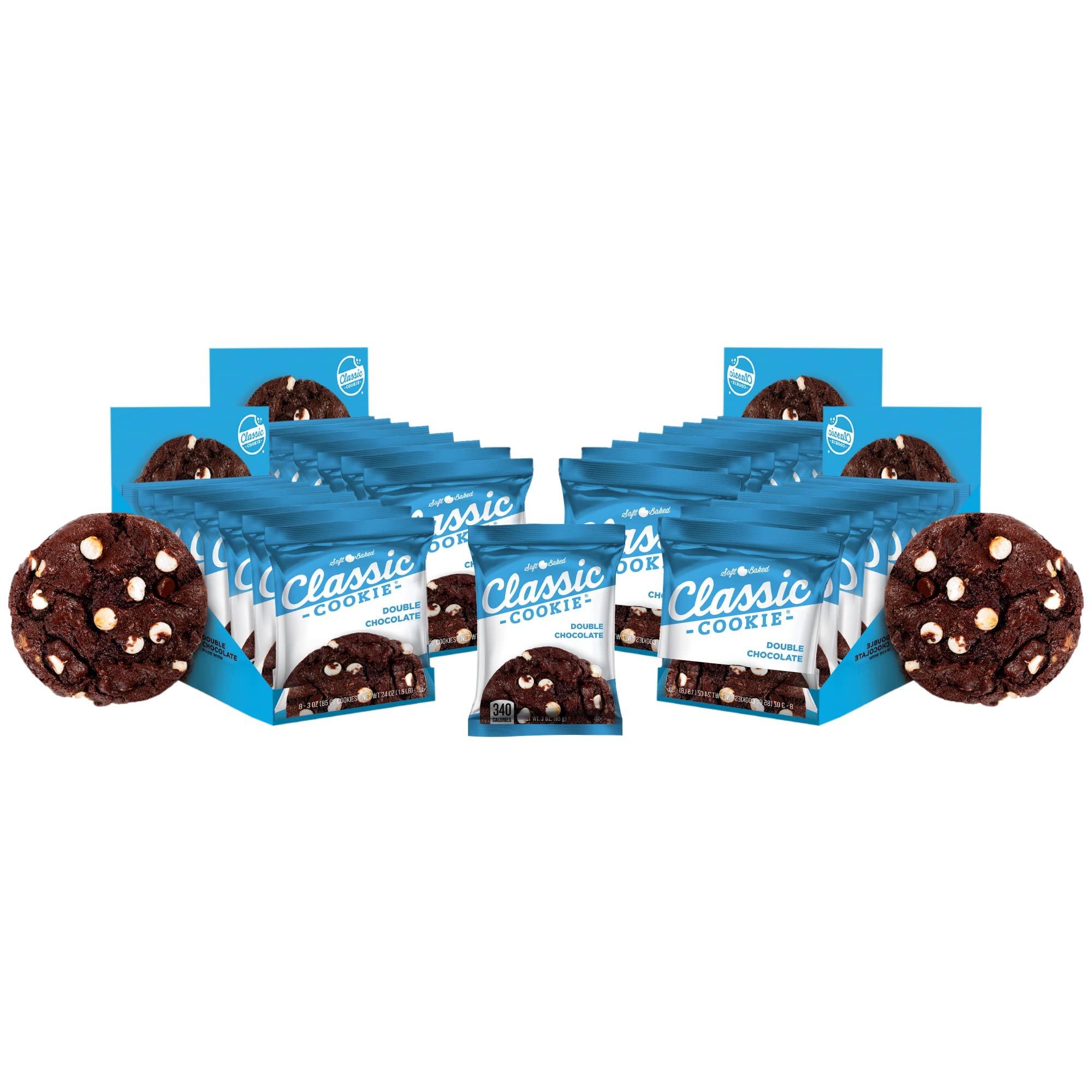 Classic COOKIESoft Baked Double Chocolate Cookies, 4 Boxes, 32 Individually Wrapped Cookies