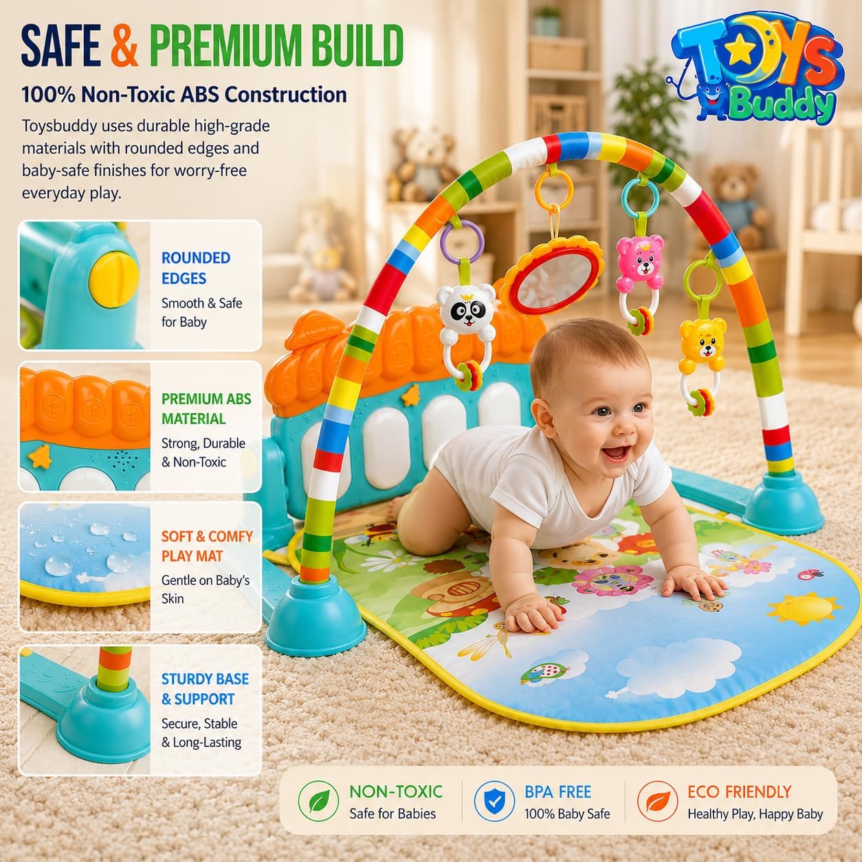 716AxRlpdSL._SL1254_ ToysBuddy Kick and Play Multi-Function ABS High Grade Plastic Piano Baby Gym and Fitness Rack Products