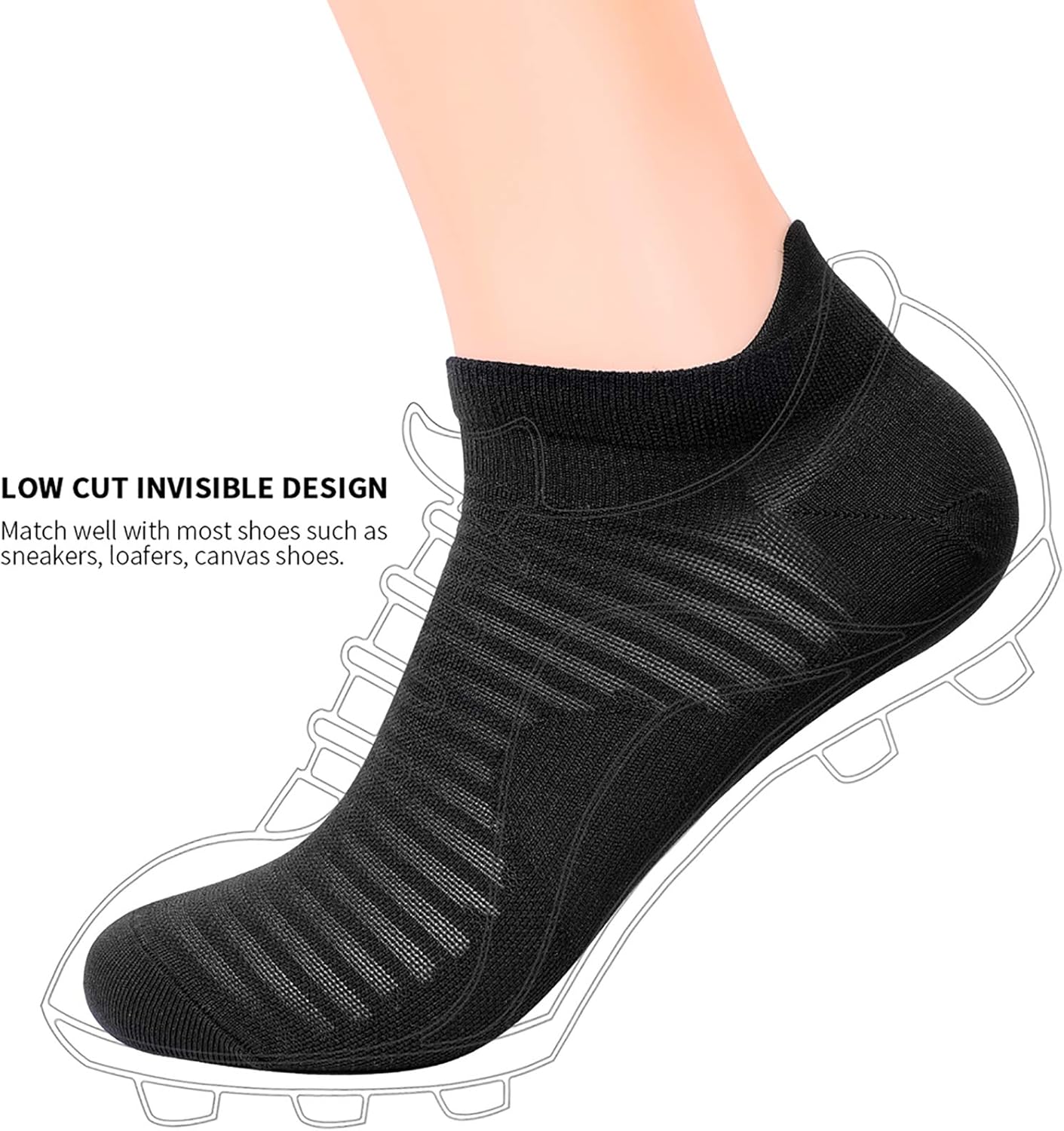 Compression Running Ankle Socks Low Cut(6 Pairs) for Men & Women - Image 6