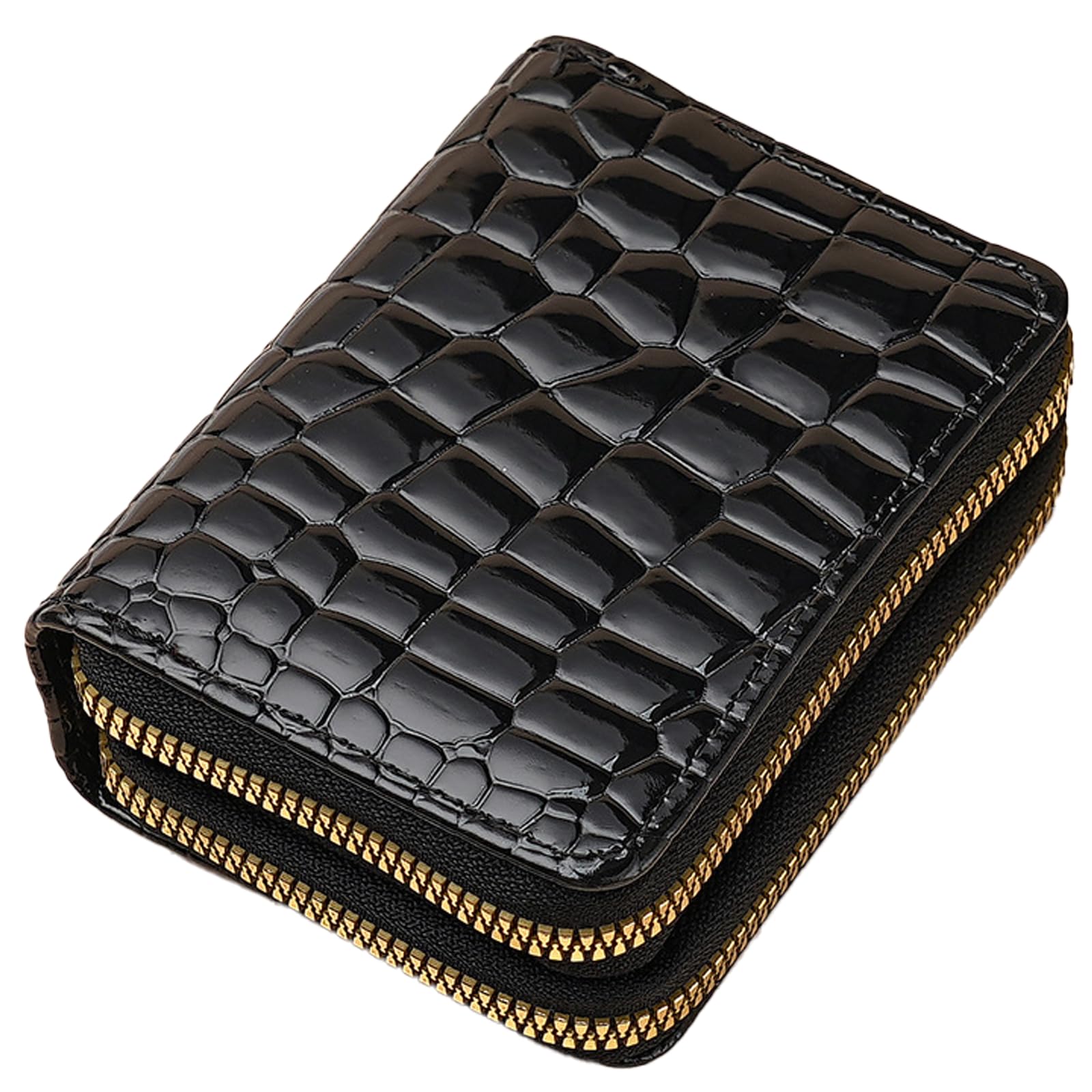 Porte-monnaie à double fermeture éclair texture crocodile chic - 8