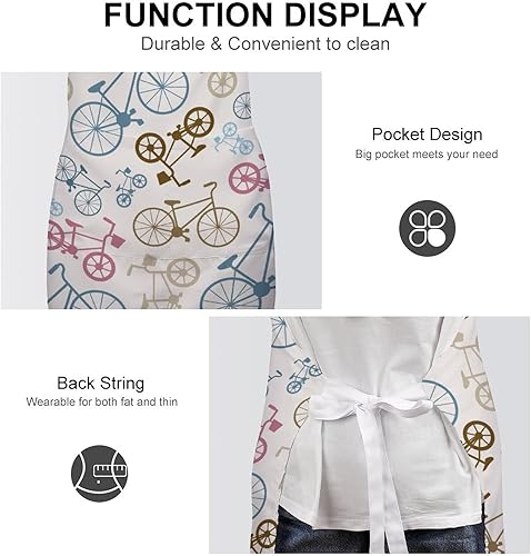 Miniatura 6 de Delantal de bicicleta para hombres y mujeres, babero ajustable con bolsillos, delantales de cocina para barbacoa, a granel