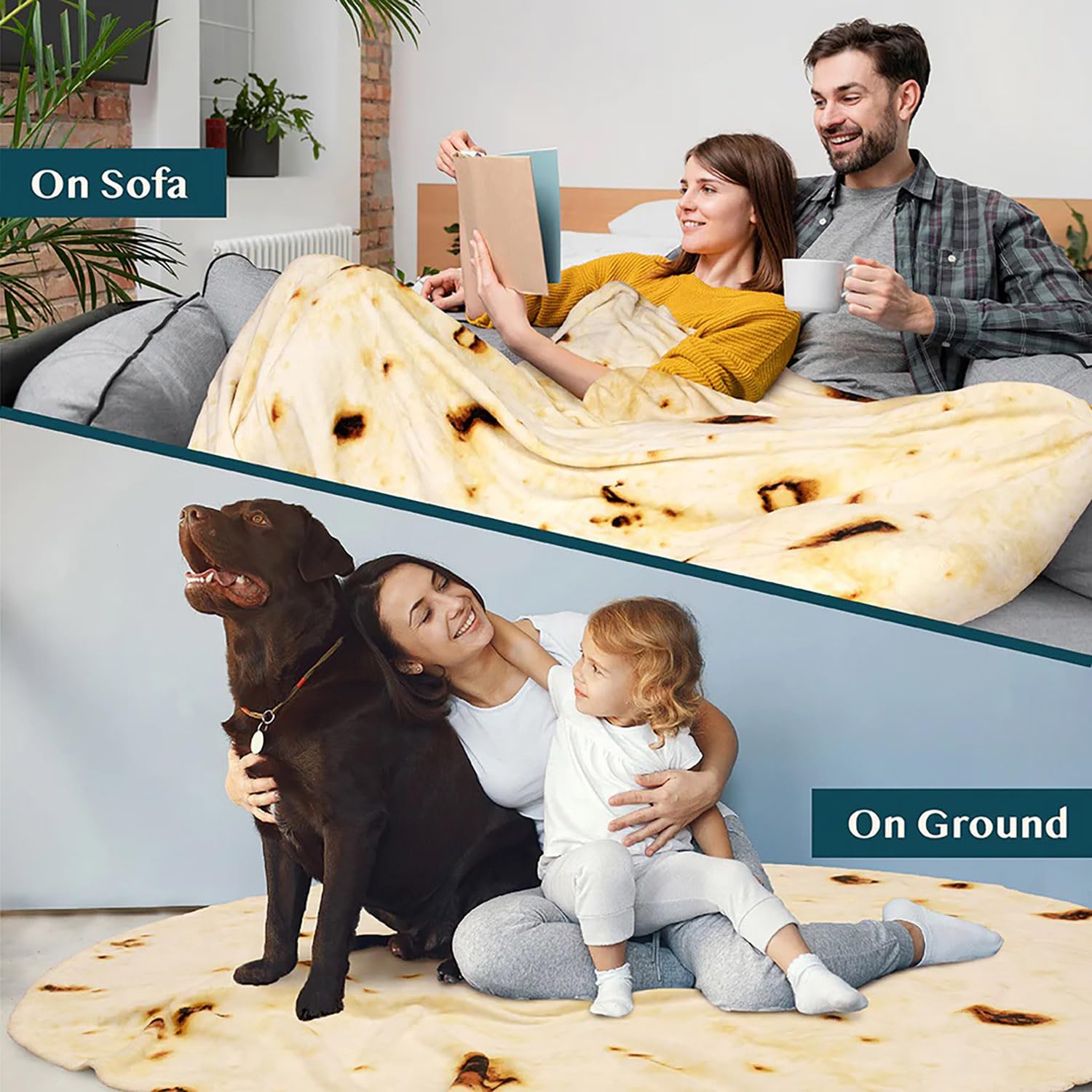 Burrito Tortilla Blanket Baby Stuff Shower White Elephant Gifts for Kids Throw Blankets Wrap Swaddle Toddler Boy Girl Party Novelty Gag Pets Soft Fleece 40in
