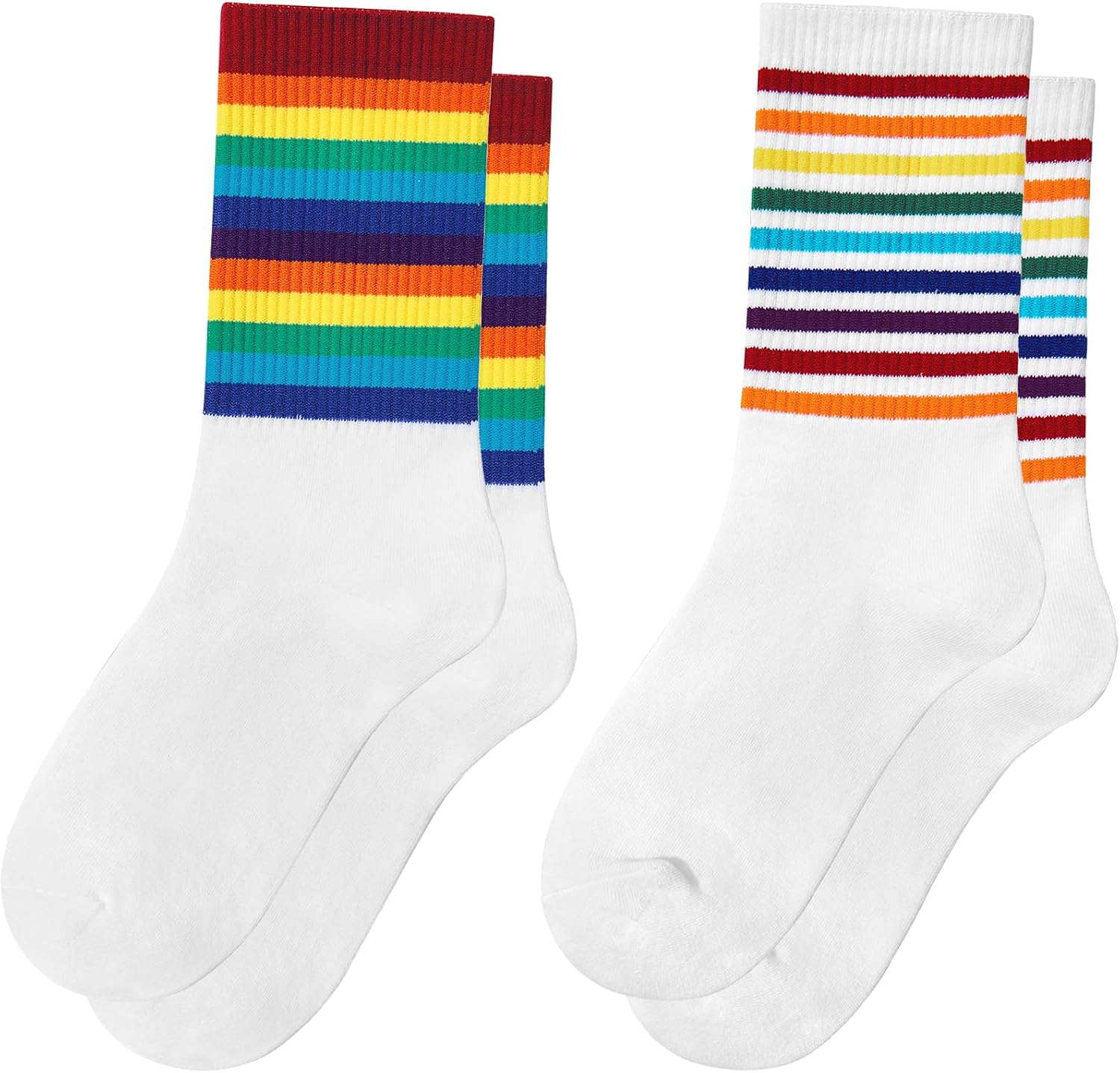 Vintage Striped Crew Socks Slouchy Calf Tube Socks for Women and Men image 4