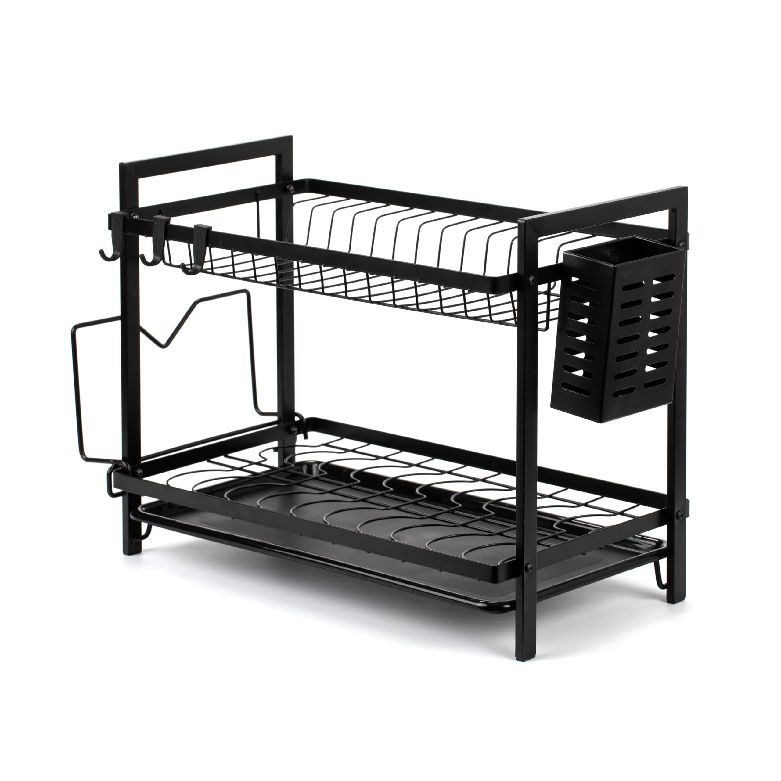 TATAY Plate Drainer with Tray, Metal, BPA Free, with Compartment for Plates and Cutlery. Measures 34 x 48.5 x 24.5 cm.