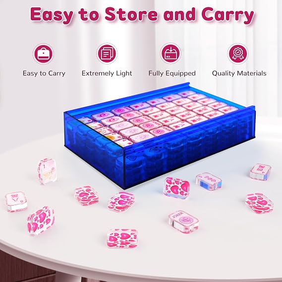 166 Pink Love Acrylic American Mahjong Tiles for Begginners