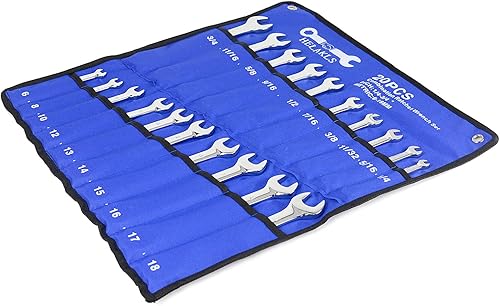 Miniatura 5 de Juego de 20 llaves de trinquete métricasSAE de 0.236-0.709 in, 14-34 pulgadas, caja de llaves de engranaje combinadas de extremo abierto,