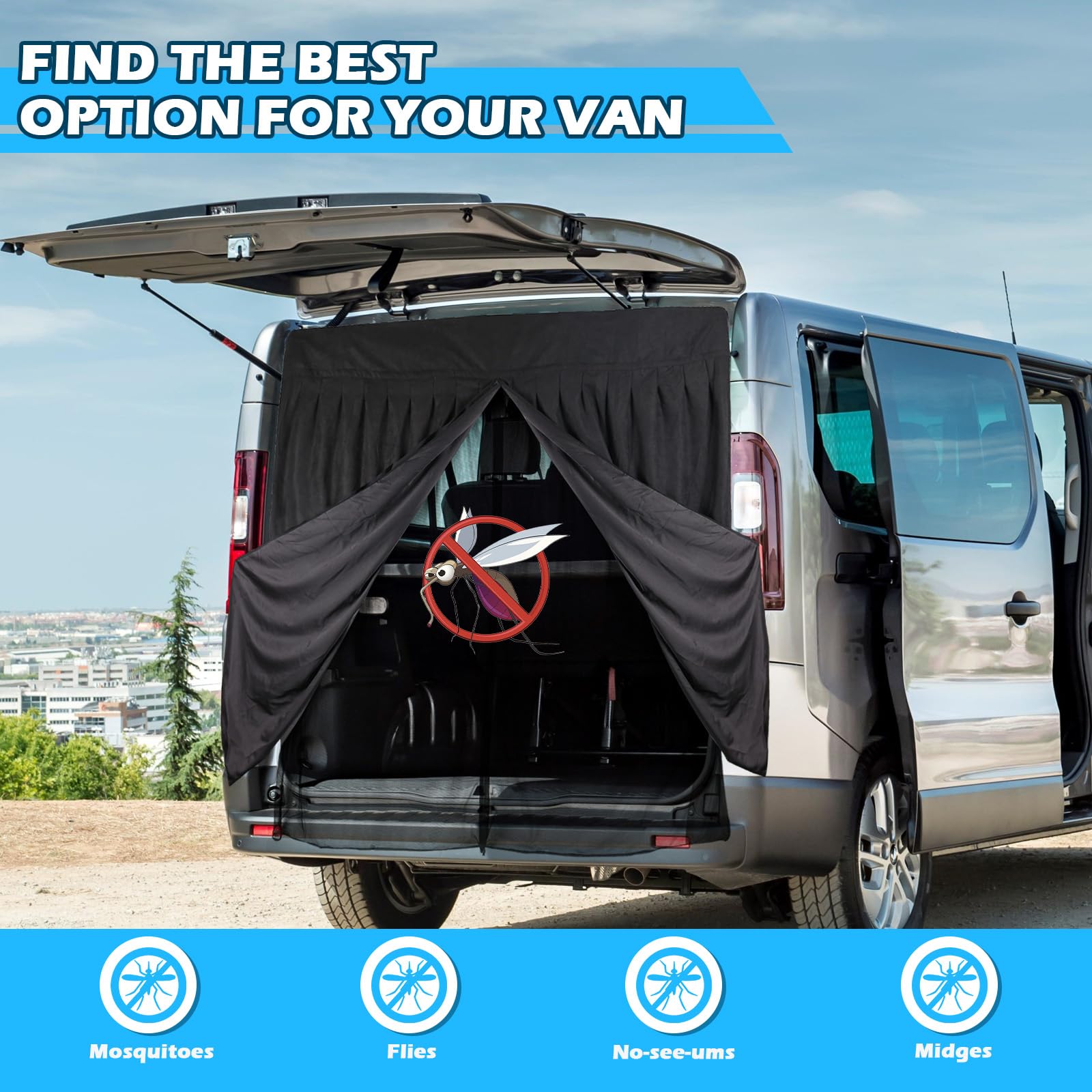 Zanzariera Auto Compatibile con Renault Trafic, Zanzariere Porta Posteriore Auto, Rete per Insetti Magnetica a Doppio Strato per Campeggio All'aperto