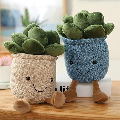 Miniatura 6 de Juego de 3 juguetes de peluche para plantas almohada suculenta, lindos peluches de cactus, muñeca de plantas rellenas en maceta, flores y suculentas