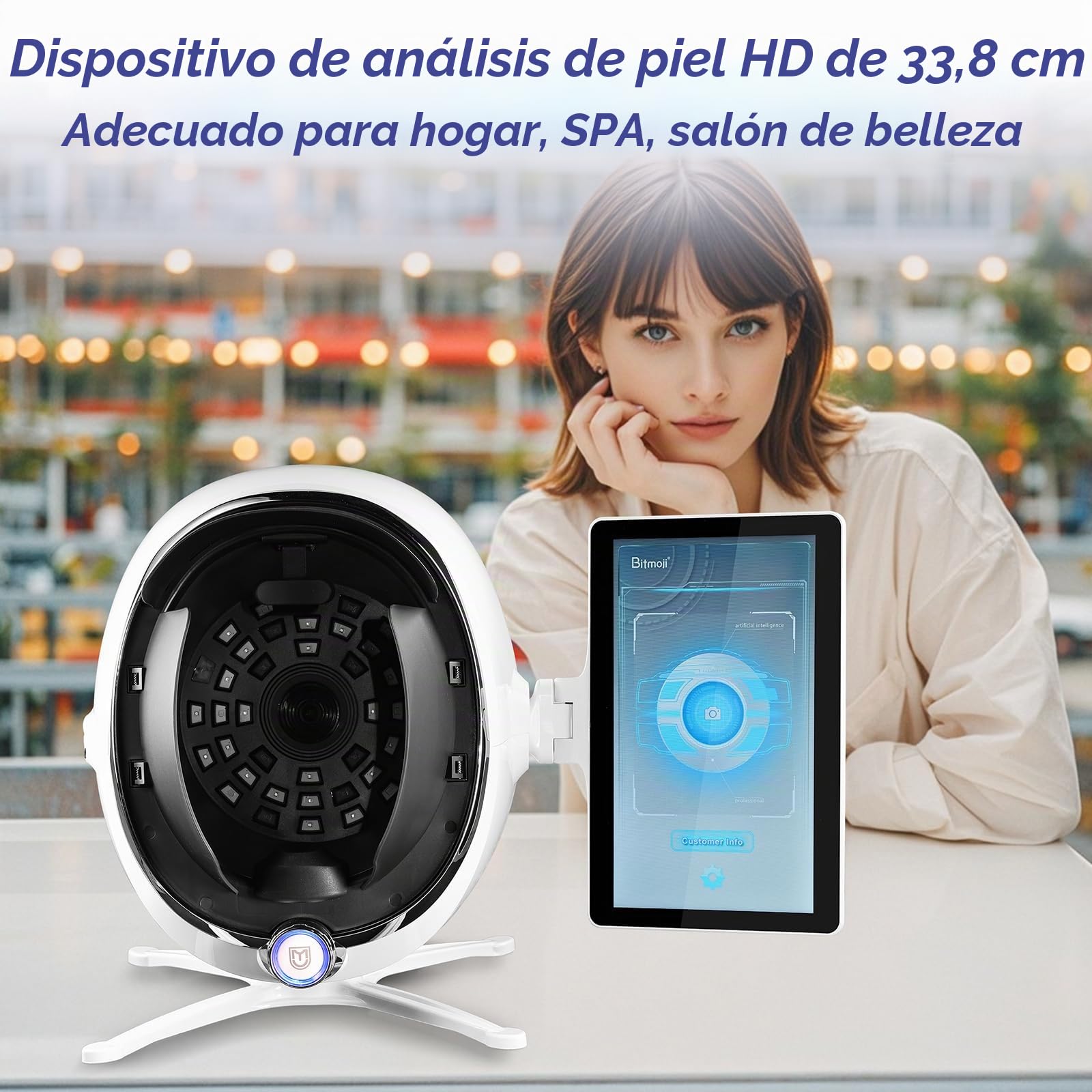 Analizador de piel facial de 13,3 pulgadas, analizador inteligente de detección de piel 3D, 8 analizador de humedad espectral para el rostro para un cuidado saludable de la piel en el salón de belleza
