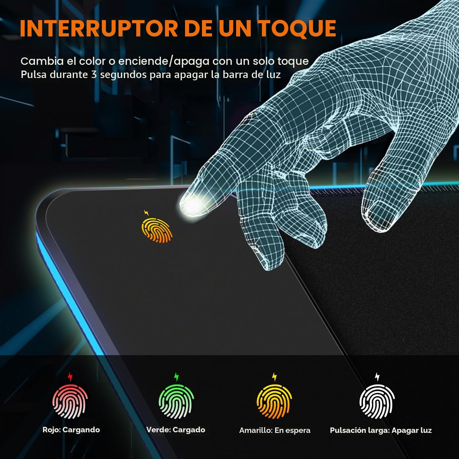 Gimars Alfombrilla Ratón Gaming RGB con 15W Carga Inalámbrica, 800×300mm Mousepad XXL con 10 Modos Iluminación LED, Tapete Rato Impermeable Base Antideslizante para Escritorio Oficina Gamer