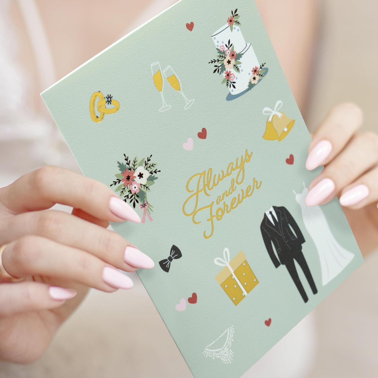 ZICOTO Beautiful Wedding Cards Set of 10 with Envelopes and Stickers – Elegant Blank Engagement Cards for Personalized Congratulations Wishes – Perfect for Wedding Shower Gifts for the Bride & Groom image 9 of 9 B0DPX36NWG