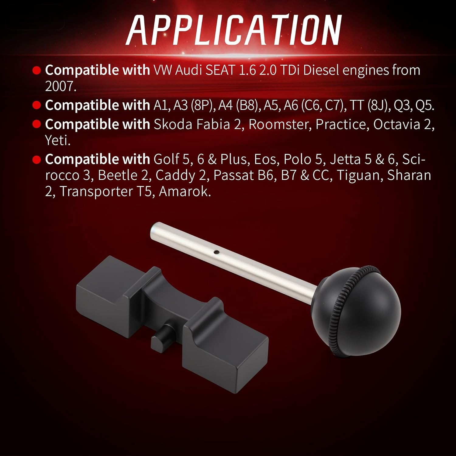 Engine Camshaft Timing Belt Tool Kit, Compatible with VW Audi VAG Golf Seat Tiguan 1.6 2.0 TDI Diesel Engine, Replace T10051 T10265 T10264 T10060A