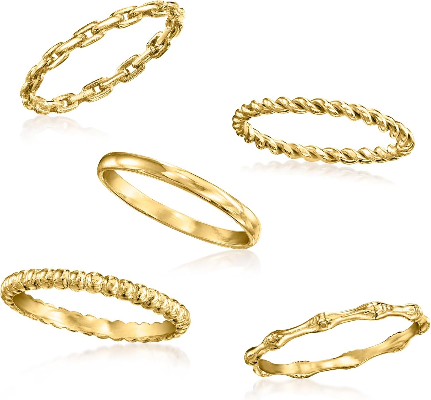 Ross-Simons 18kt Gold Over Sterling Jewelry Set: 5 Stackable Rings - Image 4