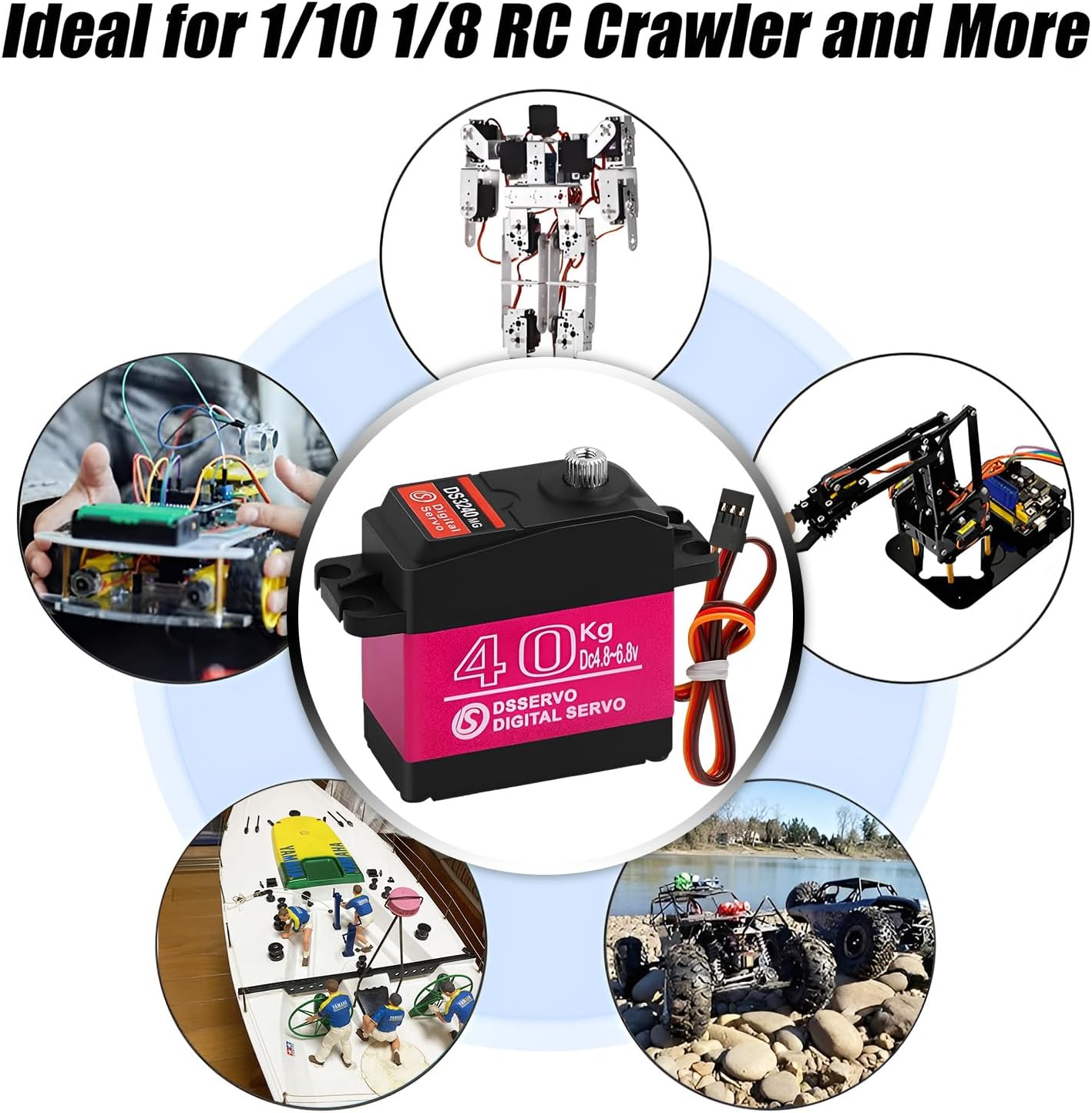 2 Pack RC Servo 40kg Digital Servo High Torque RC Parts for 1/10 Scale RC Cars & Crawlers Slash 4x4 4x4 VXL TRX-4 SCX10 III Everest-10,Steering RC Servo Waterproof (2PCS-40kg-180 Degree)
