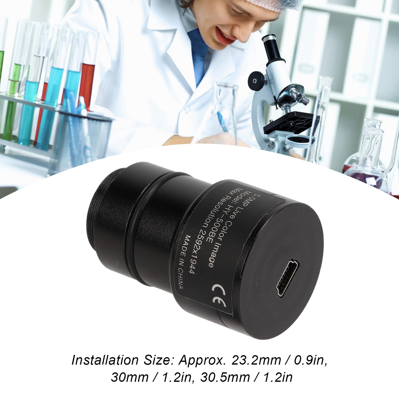 Szybka cyfrowa kamera mikroskopowa 5 MP CMOS USB 2.0 w obudowie ze stopu - Kamera przemysłowa do mikroskopów biologicznych i stereoskopowych - Zawiera adaptery 23,2 mm 30 mm i