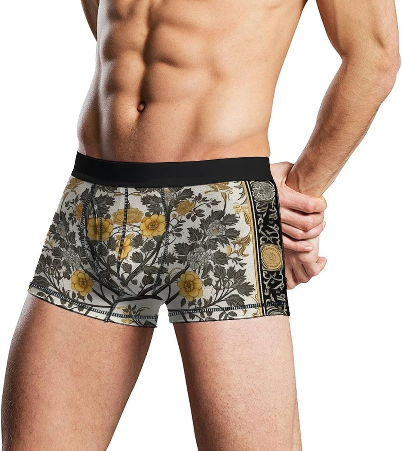 Tree Pattern Mens Boxer Briefs Short Breathable Underwear Trunks Soft Moisture-Wicking Boxer Shorts Novelty Underpants XL White