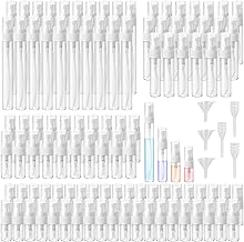 Lot de 100 mini vaporisateurs en verre (2 ml + 3 ml + 5 ml + 10 ml), vaporisateurs de parfum transparents avec couvercle, atomiseurs de parfum pour les déplacements, vaporisateurs en verre