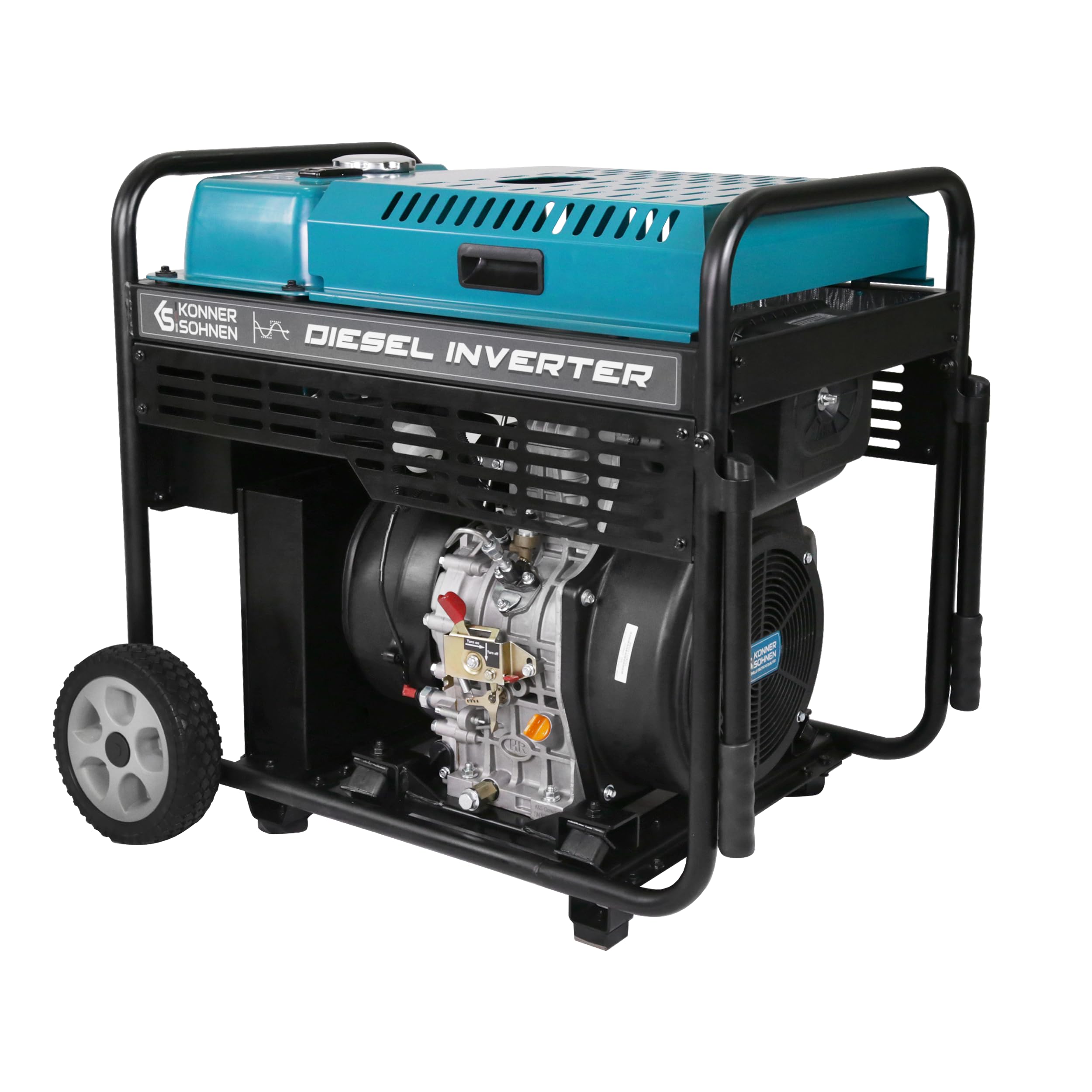 K&S Könner&Söhnen Generator diesla Inverter KS 9500iDE ATSR – agregat prądotwórczy 10 kW, 2 x Schuko 230 V, CEE 230 V 63 A, wyświetlacz LED z ogrzewaniem
