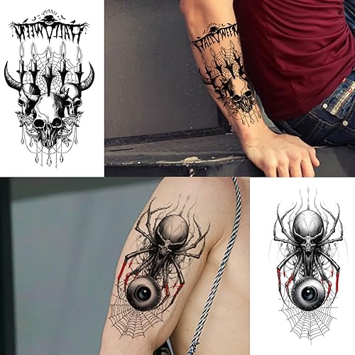 Miniatura 3 de GLARYYEARS Tatuaje temporal de Halloween, paquete de 28 calcomanías de tatuaje falsas de cicatriz de heridas grandes + pequeñas, maquillaje de