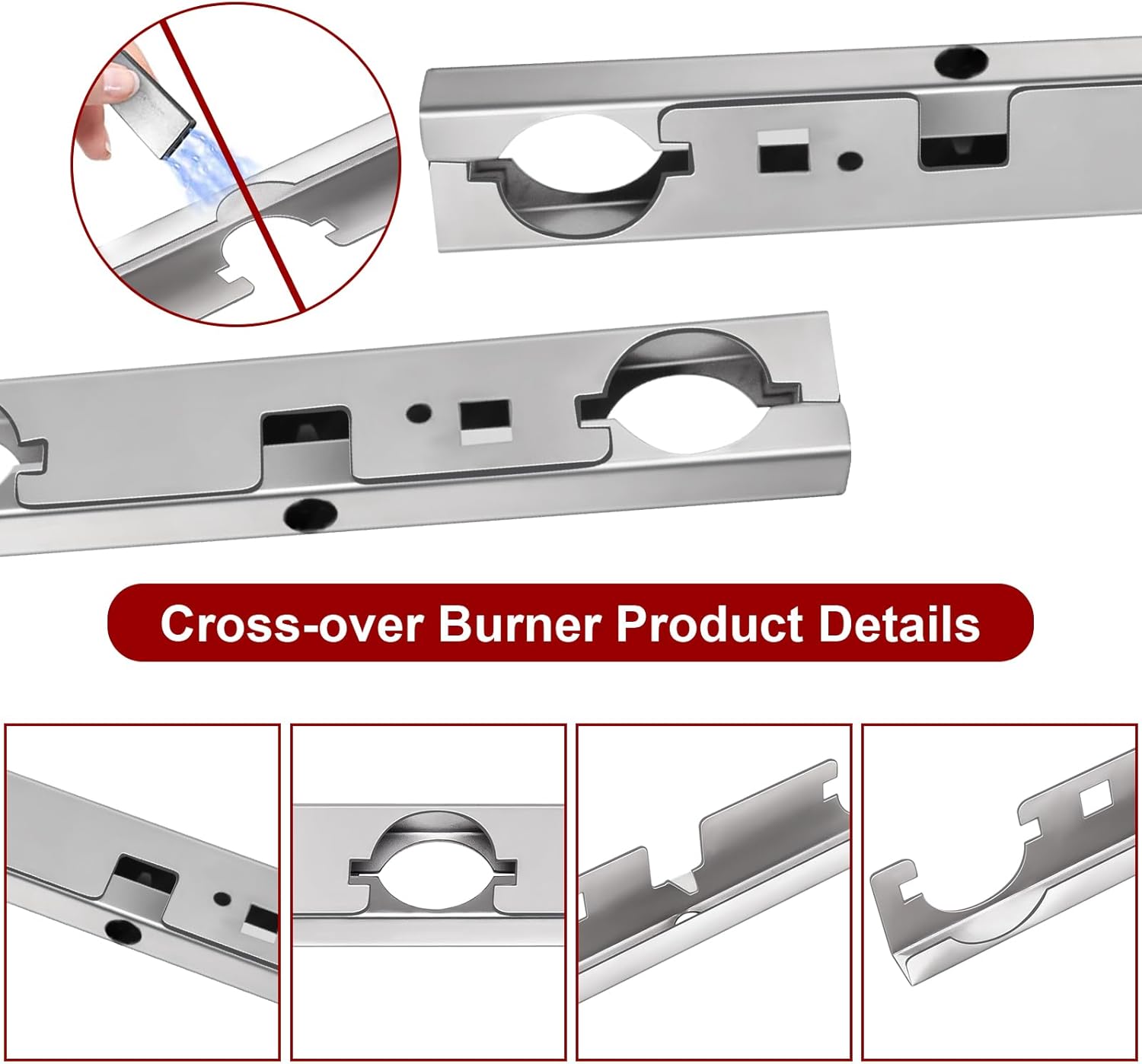 Hiorucet Grill Parts for Broil King 9221-54, 9221-64, 9221-67, 9225-54, 9225-64, Baron 420, Baron 440, Baron 490, Stainless Steel Heat Plates, Burner Tubes and Crossover Tubes for Broil King Parts