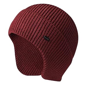 Winter Beanie Hats for Men Outdoor Stretchy Knit Ski Caps with Earflap Windproof