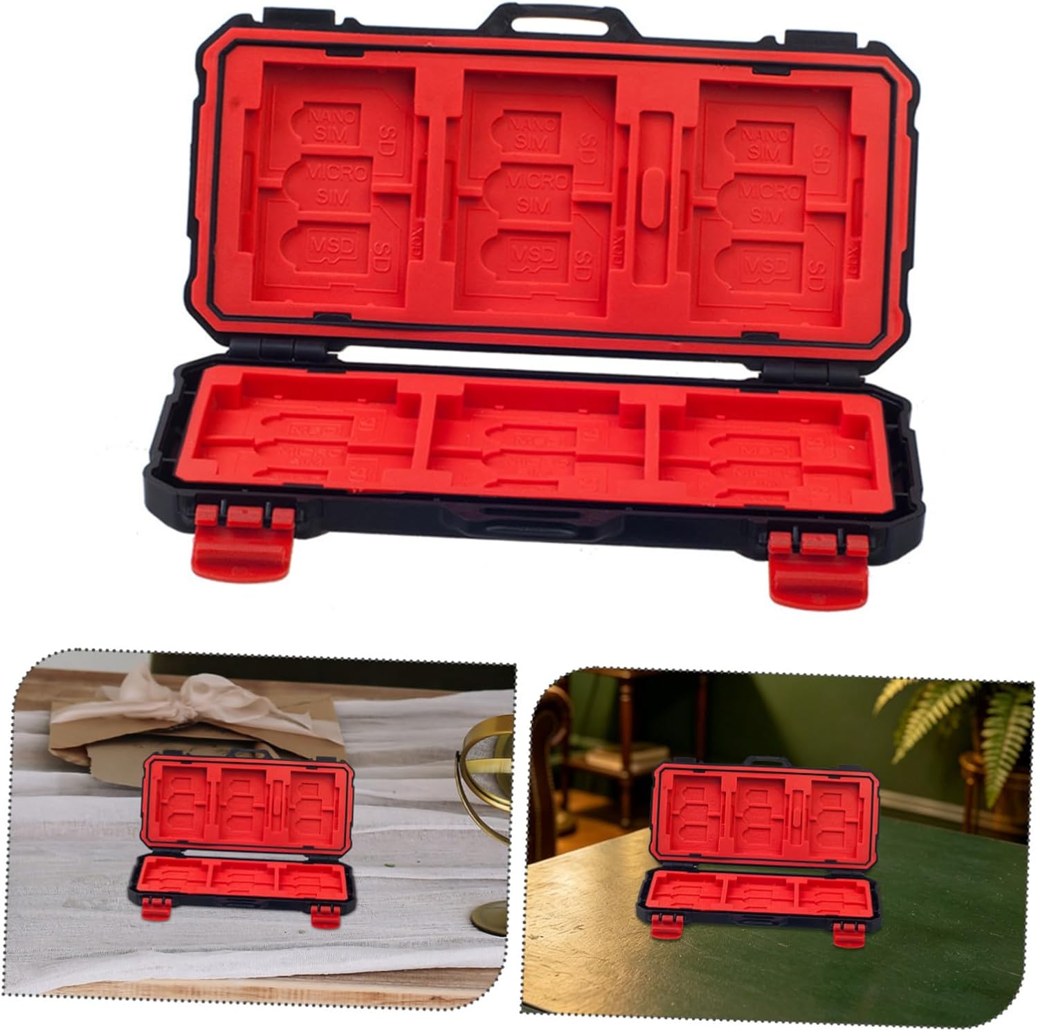 Red ABS Memory Card Case for Secure Digital, Waterproof Drop Resistant