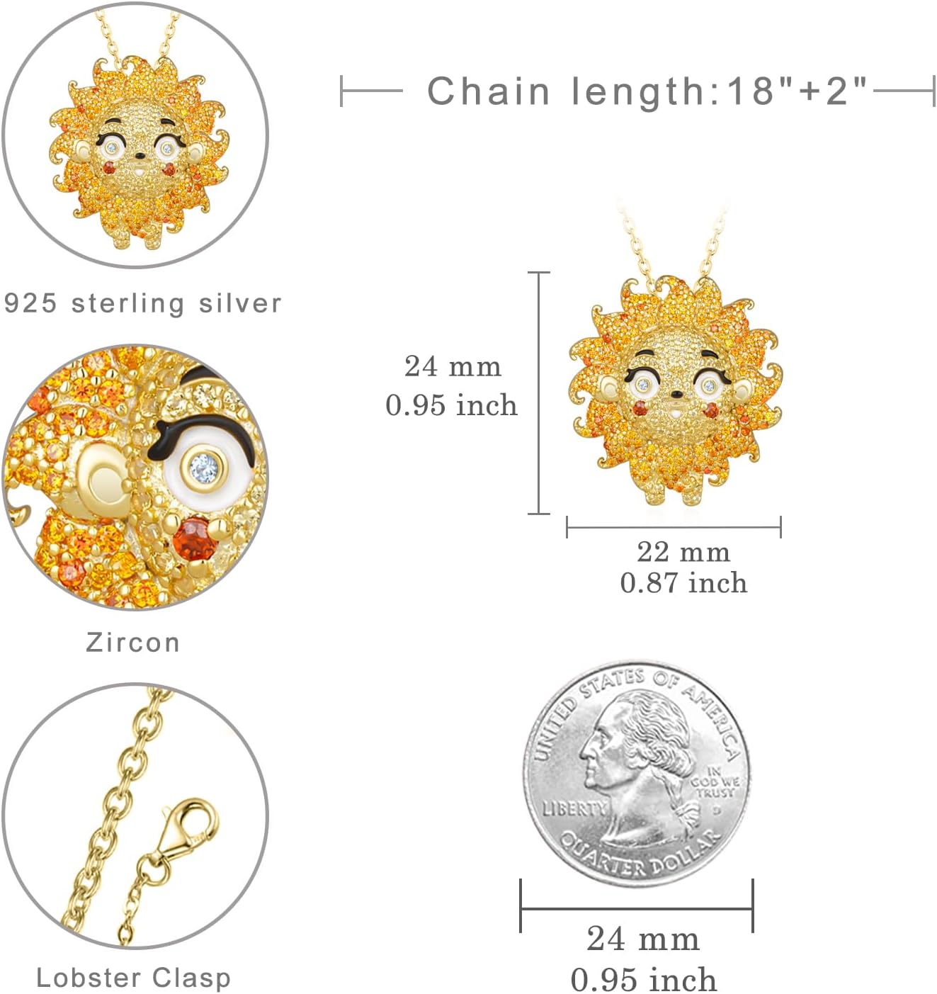 Sun Necklace S925 Sterling Siver Sun Gifts for Women Jewerly Gift for Women - Image 8