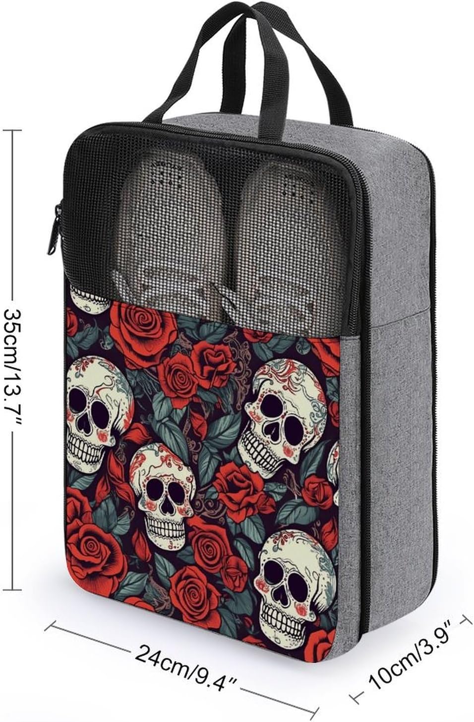 Shoe Bag, Sugar Skulls And Red Roses Printed Shoe Bag,storage Hanging Shoe Bag,bath Towel Storage Bag
