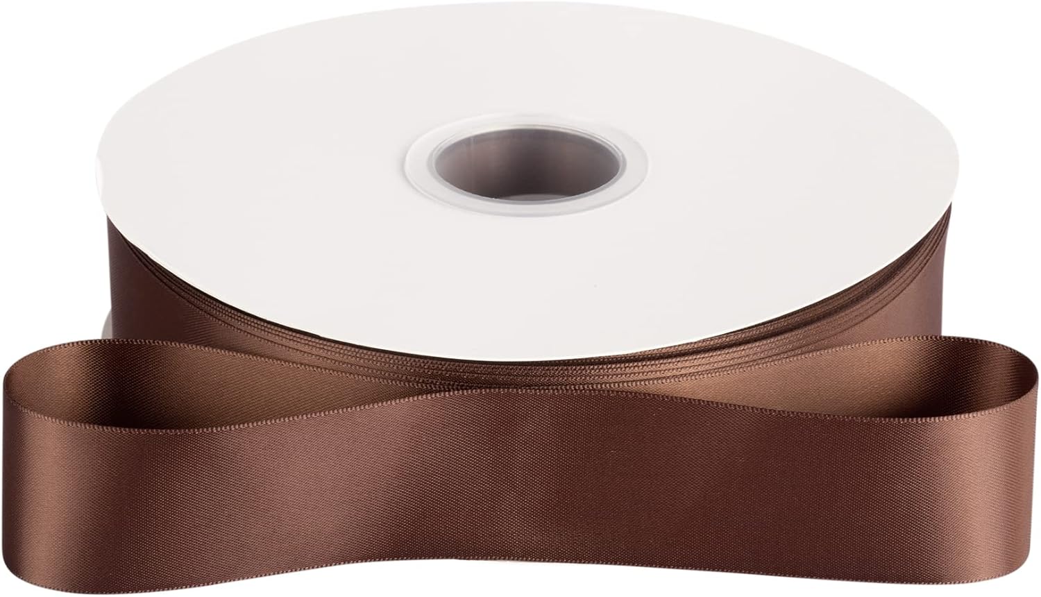 1-1/2" Inch Double Faced Satin Ribbon Solid Polyester Ribbon for Gift Wrapping, Crafts, Hair Bows, Wedding Party Decaration, Baby Shower Decoration Floral Arrangement (100 Yards, Brown)