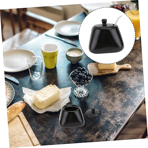 Miniatura 3 de Azucarero japonés de cerámica, recipiente de condimento vintage, tarro de almacenamiento de sal con tapa y cuchara para cocina, restaurante,