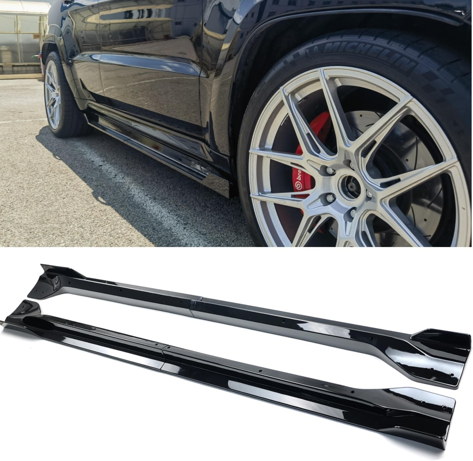 Side Skirts 4Pcs Compatible with Jeep Grand Cherokee SRT8 WK2 / Trackhawk 2012-2022 Exterior Side Skirt Extension Lip Panels Splitter ABS (Glossy Black)