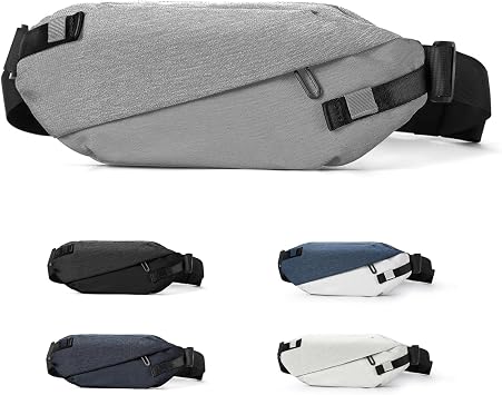Fanny Pack for Mens Crossbody Bag, Sling Bag for Women Waist Packs Anti Theft Cross Body Belt Bags with Adjustable Strap for Running Sports Hiking Cycling Travel Walking - Grey