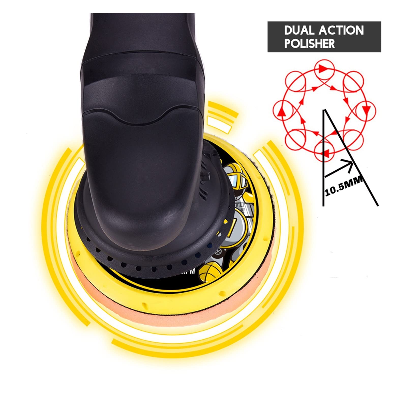 700W samochodowy maszyny do polerowania DA 6inch 21mm Orbit Dual Action Polisher Variable Speed ​​Auto Sander Polerowanie Woskowanie maszyn ,Wysoka wydajność(With buffing tool)